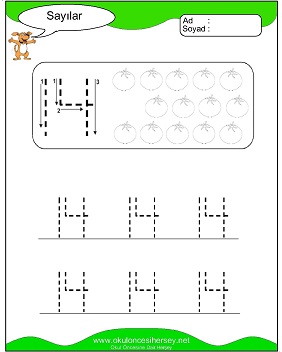 okul öncesi 1 sayısı çizgi çalışması